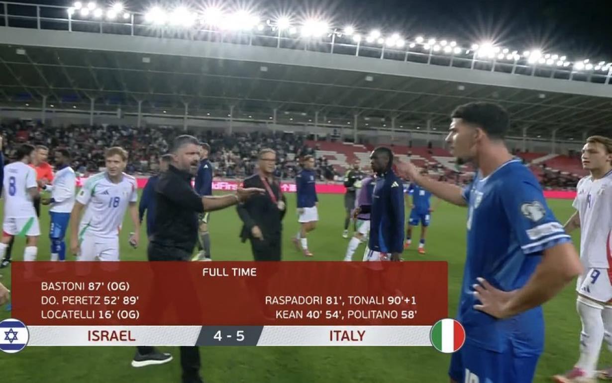 依旧火爆，加图索赛后与以色列球员爆发激烈争吵